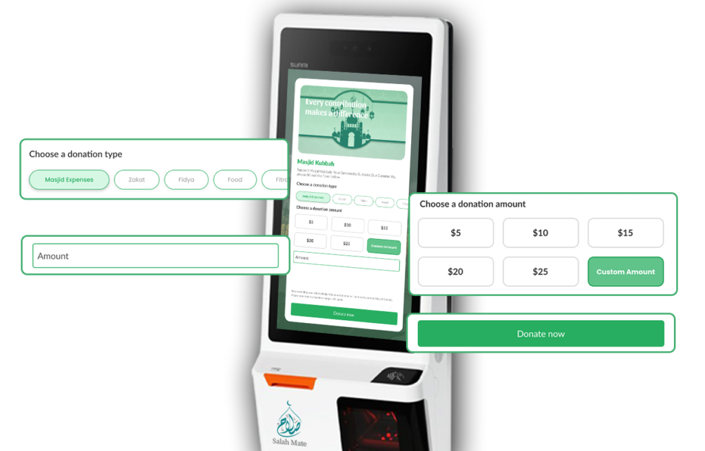 Home 19 Join the cashless revolution and elevate your mosque's fundraising efforts with Salah Mate Kiosk.